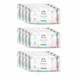 Amazon Brand - Mama Bear Sensitive Unscented Baby Wipes– Pack of 12 (Total 768 Wipes)