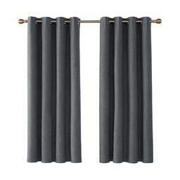 UMI. by Amazon - Cortinas de Salón 2 Piezas Opacas Térmicas Aisantes Decoración para Dormitorio Moderno Juveniles Infantiles de Color Liso Gruesa con Revestimiento con Ollaos 117 x 138 cm Gris Oscuro