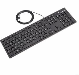 AmazonBasics Keyboard with cable, matt black, German QWERTZ layout