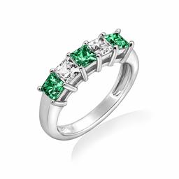 [Find] Amazon Collection Platinum Plated Sterling Silver kuriapurinsesukattokyu-bikkuzirukonia & Simulated Emerald 5 Stone Ring, Size 9 