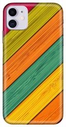 Amazon Brand - Solimo Designer Colorful Wooden Pattern 3D Printed Hard Back Case Mobile Cover for Apple iPhone 11