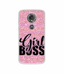 Amazon Brand - Solimo Designer Girl Boss On Pink Sparkle UV Printed Soft Back Case Mobile Cover for Motorola Moto E5 Plus