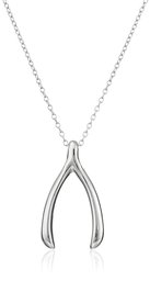 Sterling Silver Wishbone Pendant Necklace, 18