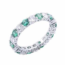 [Find] Amazon Collection Platinum Plated suta-ringusiruba-kuriakyu-bikkuzirukonia & Simulated Emerald Eternity Ring, Size 14 