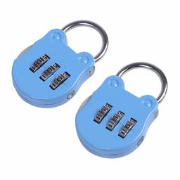 EONO 3-Digit Combination Padlock, Luggage Lock, Resettable Code Lock, Small, Ideal for Suitcase, Lockers, Portable, Blue, 2-Pack (Blue)