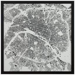 Amazon Brand – Rivet Modern Black Framed Black and White Paris Map Print, 12