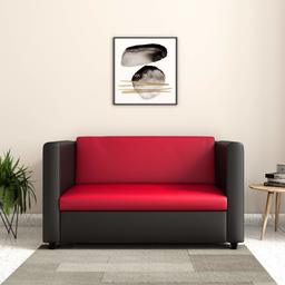 Amazon Brand - Solimo Dual-Toned Leatherette 2 Seater Sofa (Red & Black)