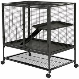 AmazonBasics Small Animal Metal Pet Cage, Single-Story with Wheels