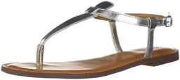 206 Collective Cameron Flat Thong Sandal, Pelle Argentata, 6.5 M US