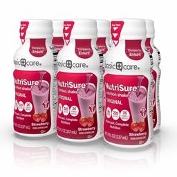 Amazon Basic Care Nutrisure Adult Nutritional Shake, Strawberry, 6 Count