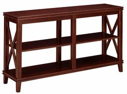 Ravenna Home Wheeler 3-Shelf Wood Storage TV Console Table Stand, 54