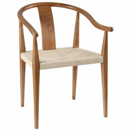 Amazon Brand – Stone & Beam Wishbone and Rattan Dining Chair with Arms, 21.9