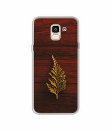 Amazon Brand - Solimo Designer Leaf on Wood UV Printed Soft Back Case Mobile Cover for Samsung Galaxy J6