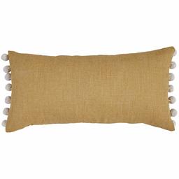 Amazon Brand – Stone & Beam Casual Pom-Pom Throw Pillow - 24 x 12 Inch, Dark Gold