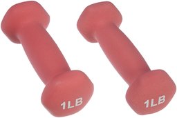 AmazonBasics Neoprene Dumbbell Hand Weights, 1 Pound Each, Red - Set of 2