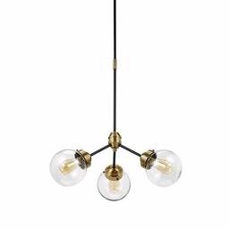 Rivet Mid-Century Modern Two-Tone Black and Brass 3-Light Pendant, 57