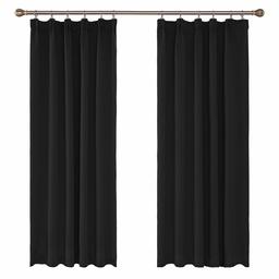 UMI. by Amazon - Crotinas Opacas Blackout Termicas Aisantes de Salon Dormitorio Moderno con Bolsillo Fruncido 2 Piezas 140 x 180 cm Negro