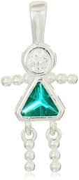 Sterling Silver AAA Cubic Zirconia Simulated Birthstone Babies Girl Charm, May