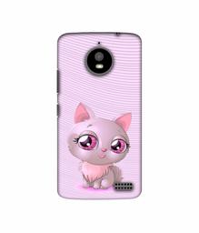 Amazon Brand - Solimo Designer Cute Pink Cat 3D Printed Hard Back Case Mobile Cover for Motorola Moto E4