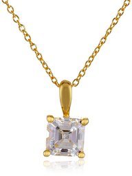 [Find] Amazon Collection K Gold Plated Sterling Silver 7 mm asusyan Cubic Zirconia Pendant Necklace