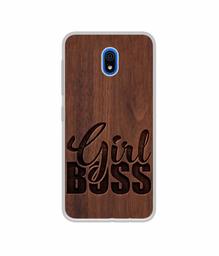 Amazon Brand - Solimo Designer Girl Boss On Wood UV Printed Soft Back Case Mobile Cover for Mi Redmi 8A