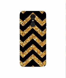 Amazon Brand - Solimo Designer Golden Zik Zak Pattern 3D Printed Hard Back Case Mobile Cover for LG Q7