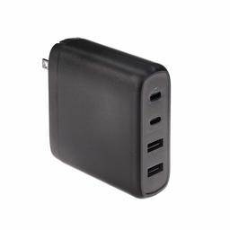 AmazonBasics 98W Four-Port GaN Wall Charger with 2 USB-C Ports (60W + 18W) and 2 USB-A Ports (10W + 10W) - Black