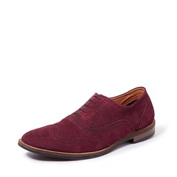 Amazon Brand - Symbol Men's Burgundy suede Leather Brogue Shoes