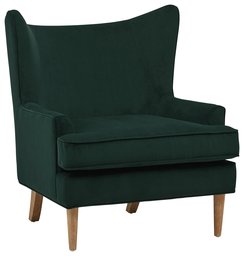 Amazon Brand – Rivet Chelsea Velvet Wingback Accent Chair, Evergreen