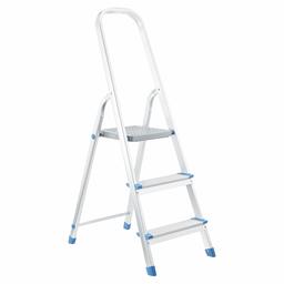 AmazonBasics Escabeau pliant 3 marches Aluminium, Léger, Argenté