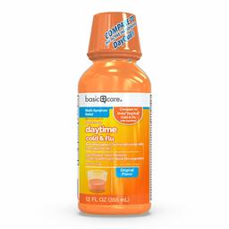 Amazon Basic Care Daytime Cold & Flu Liquid; Cold Care for Daytime Cold and Flu, 12 Fluid Ounces