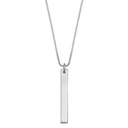 Colgante para mujer de plata de ley 925 pulida 4 x 29 con etiqueta de identificación rectangular estrecha en cadena de 45 cm, talla 0