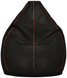 Amazon Brand - Solimo XXXL Bean Bag Cover (Black with Pink Piping)