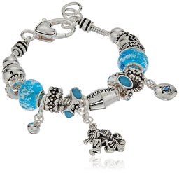 Aquarius Zodiac Sign Silver Tone Charm Bracelet