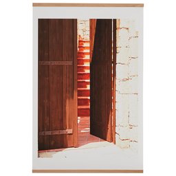 Amazon Brand – Rivet Wooden Door to an Old City Photo Print with Oak Hanger, 40