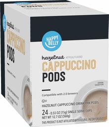 Amazon Brand - Happy Belly Cappuccino Coffee Pods Compatible with 2.0 K-Cup Brewers, Hazelnut Flavored , 24 Count