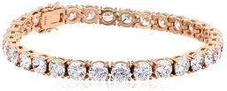 Rose Gold Plated Sterling Silver Tennis Bracelet set with Round Cut Swarovski Zirconia, 8