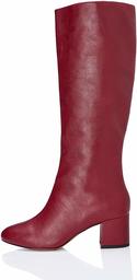 Amazon Brand: Find Womens Leather Look Heel Boots, Red Dk Red, 40 EU