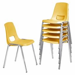 AmazonBasics 14 Inch School Classroom Stack Chair, Chrome Legs, Yellow, 6-Pack