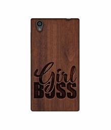 Amazon Brand - Solimo Designer Girl Boss On Wood 3D Printed Hard Back Case Mobile Cover for Sony Xperia L1