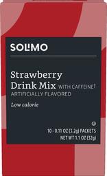 Amazon Brand - Solimo Strawberry Drink Mix Singles with caffeine (10 packets)