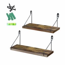 UMI. Essentials Rustic Wooden Floating Shelves Wall Shelf 2 Set for Bathroom Bedroom Living Room Kitchen