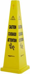 AmazonBasics Floor Safety Cone, Caution Wet Floor, 26 Inch, Bilingual, 6-Pack (Renewed)