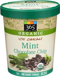 365 Everyday Value, Organic Ice Cream Mint Chocolate Chip, 1 QT, (Frozen)