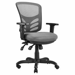 AmazonCommercial GF-50602M-1 Ergonomic Mid-Back Mesh Desk/Computer Chair with Adjustable Seat, Armrests, and Lumbar Support - Grey