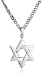 Amazon CollectionAmazon Collection Men's Sterling Silver Star of David Pendant with Stainless Steel Chain, 24