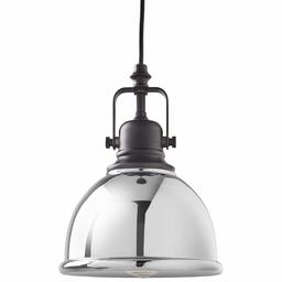 Amazon Brand – Stone & Beam Modern Industrial Round Ceiling Pendant Chandelier Fixture - 6.5 Inch Shade, 10 - 58 Inch Cord, Chrome and Black