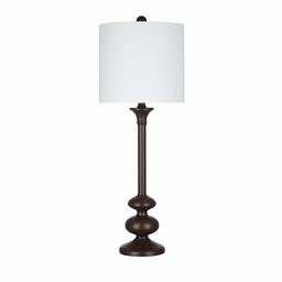 Amazon Brand – Ravenna Home Traditional Tall Metal Table Lamp with Stacked Oval Accents, LED Bulb Included, 28.25