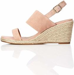 Amazon Brand - find. Women's Leather Wedge Heel Espadrille Shoes Pink), US 5