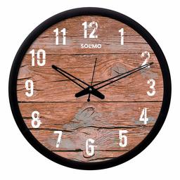 Amazon Brand - Solimo 12-inch Wall Clock - Wooden Mozaic (Silent Movement, Black Frame)